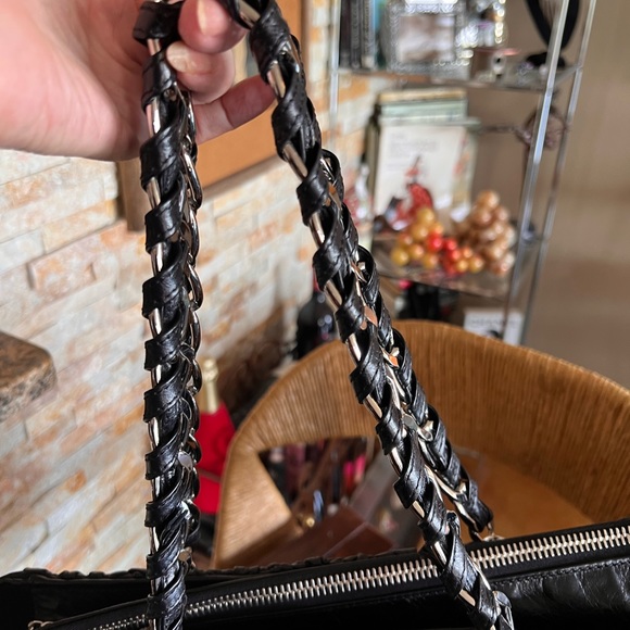 Chanel Tote Leather Silver-Tone Hardware Chain-Link Strap Grosgrain - Picture 7 of 9